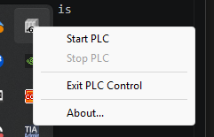 CODESYS Control Win SL running as a soft PLC — the runtime status in the Windows tray