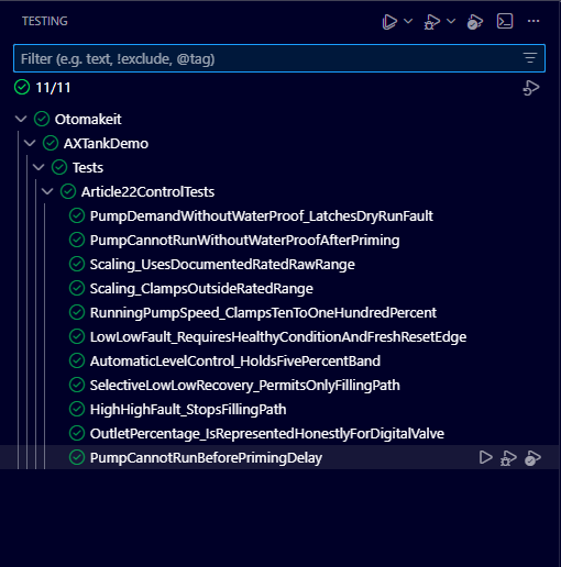 All eleven existing AxUnit tests passing