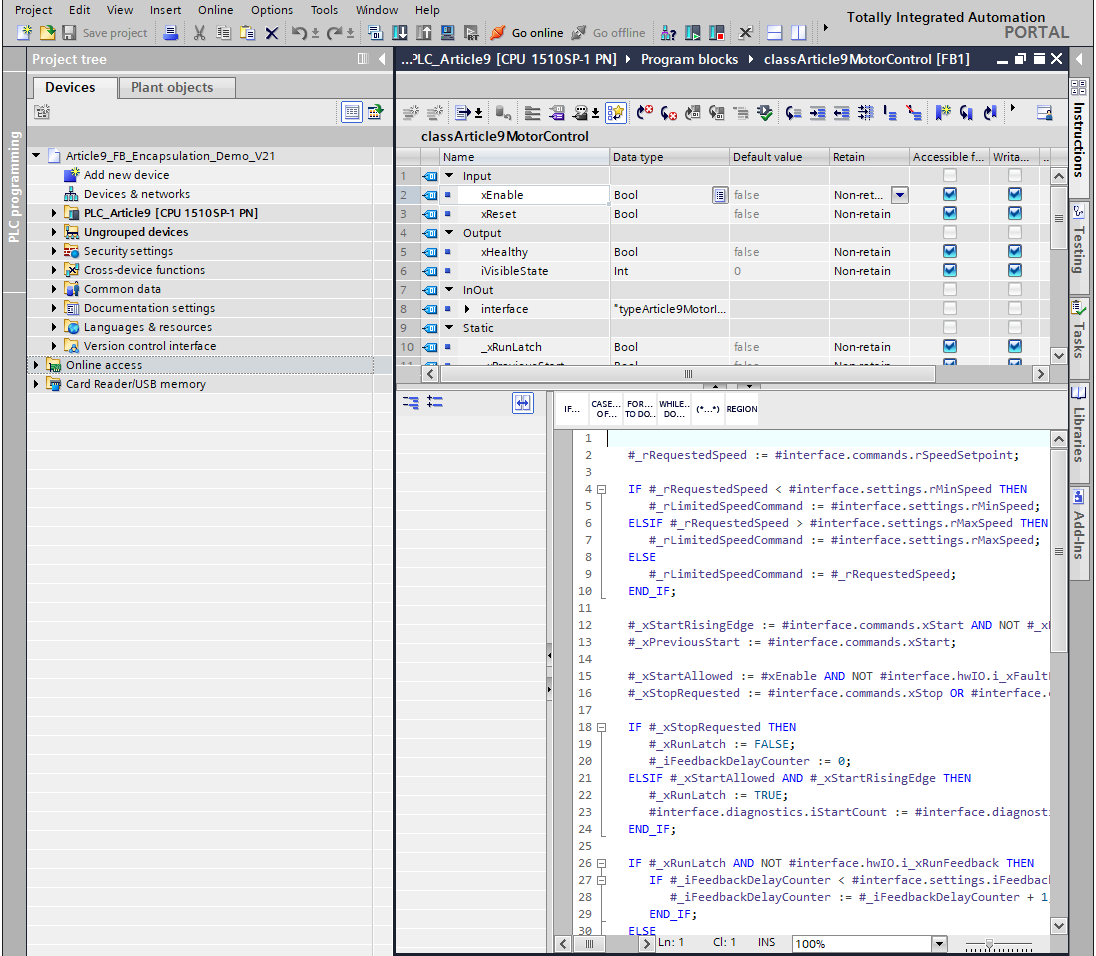 Function Block Encapsulation in TIA Portal - Clear Interfaces and Private State